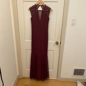 Dark red floor length dress